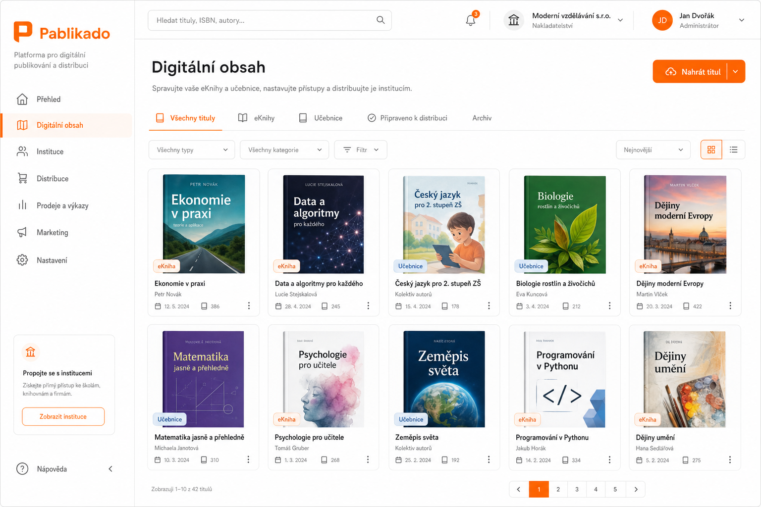 Nakladatelství distribuuje digitální knihy institucím