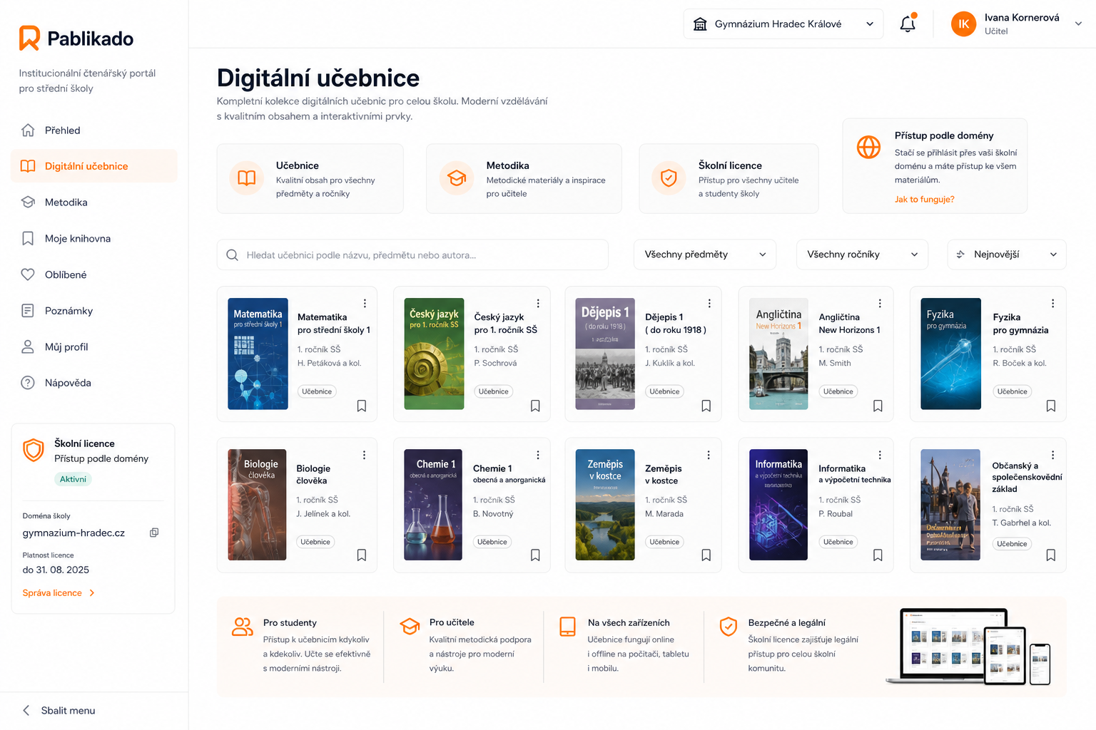 Střední škola využívá licencované digitální učebnice